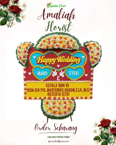 Karangan Papan Bunga Pernikahan di Situsari